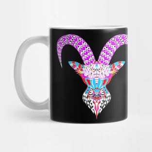 the goat in bright natural colors in ecopop zentangle devil art Mug